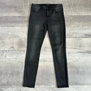 Prosperity Denim Skinny Black Wash Jean Womens 30 (30X29) Mid Rise Raw Hem Fray